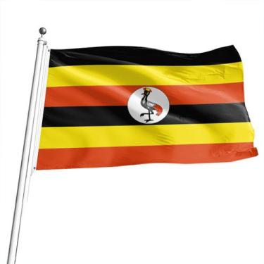 Imagem de Bandeira Uganda Premium de poliéster 150x90cm com ilhós de metal - Yiw