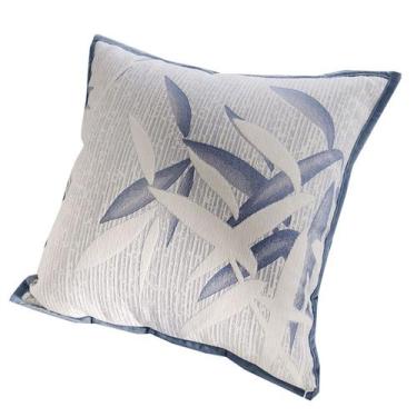 Imagem de Capa de almofada Nordic Minimalist Cream Floral com folha azul - yiwei