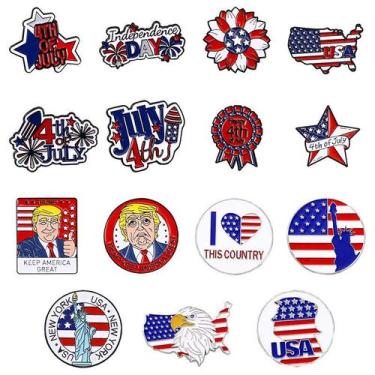 Imagem de Conjunto de alfinetes de broche com emblemas de lapela de liga patriót