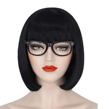 Imagem de Peruca de cosplay Velma Scooby-Doo Short Black Bob Blunt Bangs - yiwei