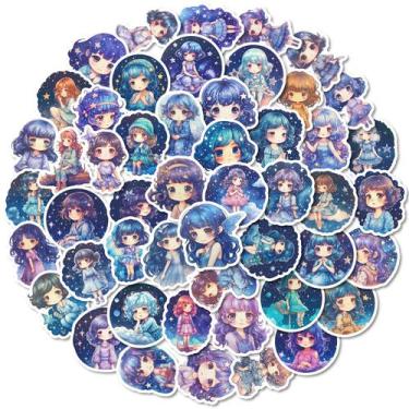 Imagem de Pacote de adesivos Night Sky Theme, desenhado à mão, Cartoon Girl x50 