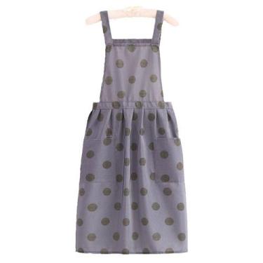 Imagem de Avental cinza de bolinhas para mulheres de algodão 103x87cm - Yiweisai