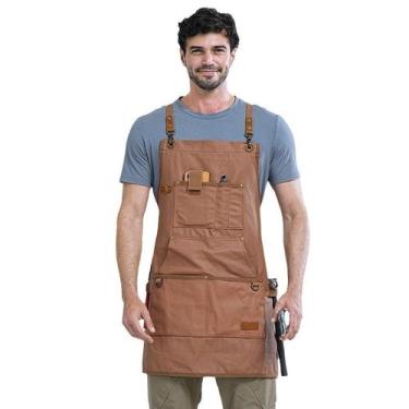 Imagem de Avental de lona resistente para homens com alças ajustáveis 73x69cm - 