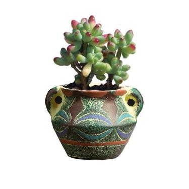 Imagem de Vaso de flores Vaso de cerâmica em forma de rosto de sapo 8x8x8cm - yi
