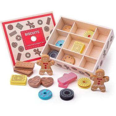 Imagem de Caixa de biscoitos de madeira Pretend Play Food Bigjigs Toys com 16 bi
