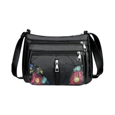 Imagem de Bolsa De Ombro Floral De Couro Macio Para Mulheres, Bolsa Transversal 