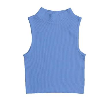 Imagem de Blusa Feminina Cropped Canelado Gola Alta Sem Manga Cavado Regata-Feminino