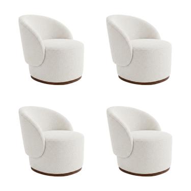 Imagem de Kit 4 Poltronas Orgânicas Decorativas Premium para Recepção Clínica em Bouclê Italiano Off White