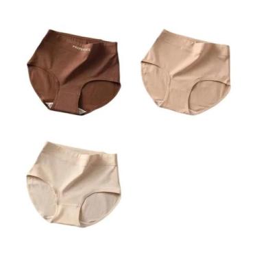 Imagem de Calcinhas De Algodão Sem Costura De Cintura Alta Tamanho Grande 3 Peça