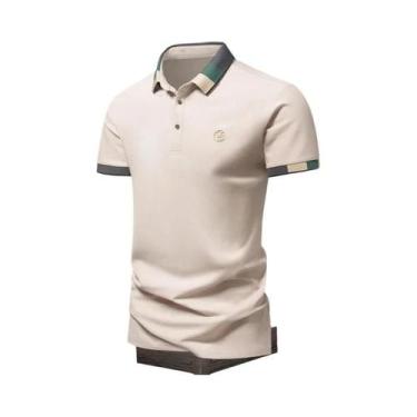 Imagem de Camisa Polo Masculina De Verão Em Seda Gelada, Secagem Rápida, Manga C