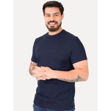 Imagem de Camiseta Calvin Klein Masculina Canelada Mono Logo Azul Marinho-Masculino