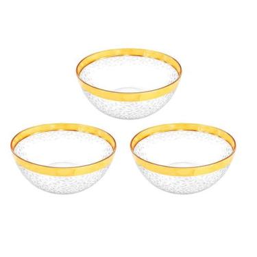 Imagem de Kit 3 Bacia 22cm Decorativa Acrílica Canelado Salada Servir Tigela Mul