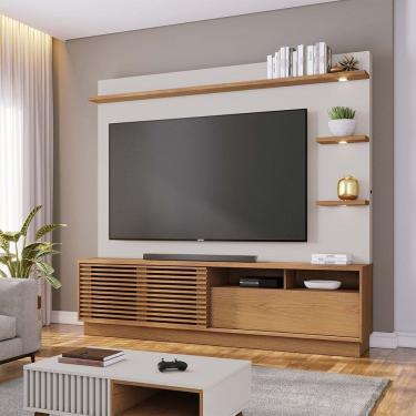 Imagem de Estante Home Campeche para Sala de TV até 70 Polegadas Freijó Off White Matte Colibri