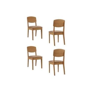 Imagem de Kit 4 Cadeiras de Cozinha Havana 4 Un Naturale/Linho Capuccino - Rufat