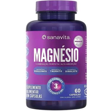 Imagem de Magnésio Sanavita Dimalato Bisglicinato Taurato Tri Complex 60 Cápsulas Bemestar Geral-...