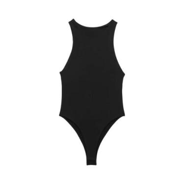 Imagem de Body Preto e Branco Sem Mangas - Lingerie Sexy para Mulheres - Elastan