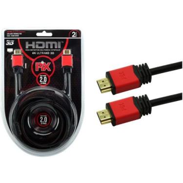 Imagem de Cabo Hdmi Pix 2 Metros 2.0 4k Ultra Hd 19 Pinos Com Filtro 018-0220