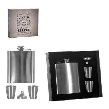 Imagem de Cantil de bolso inox com copos 200ml - Art House