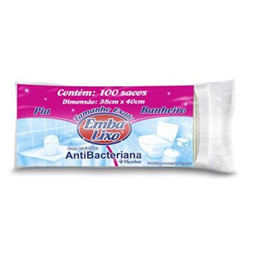 Imagem de Embalixo Saco Lixo Rosa com Proteção Antibacteriana Pia e Banheiro - 100 Unidades