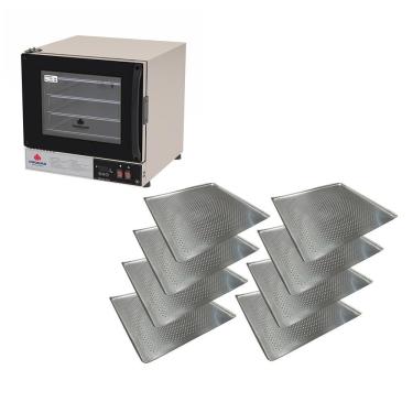 Imagem de Kit Forno Turbo de Convecção Progás a Gás Prp-004 Plus Aço Inox com 8 Assadeiras Preto 110V