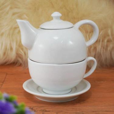 Imagem de Kit de Chá Bule com tampa Branco em Porcelana com Pires - Neo Porcelan