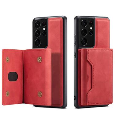 Imagem de Carteira magnética de couro de luxo flip case para Samsung Galaxy A52 A72 S21 S20 FE Note20 Ultra Plus A12 A32 A22 A42 A21 A02 A03 S A51 A71, vermelho, para Galaxy A03S UE