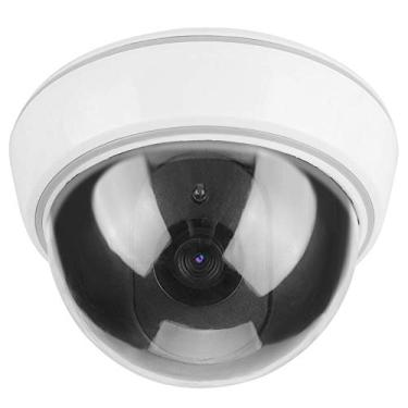 Imagem de Câmera falsa falsa, luz LED vermelha CCTV cúpula simulação e câmera de segurança heimsphere interna/externa para casa e negócios
