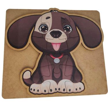 Imagem de Quebra Cabeça Método Montessori Brincadeira com Aprendizado 9 Peças Cão Nível Fácil