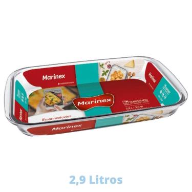 Imagem de Assadeira Travessa 2,9L Retangular Vidro Doces Torta Marinex