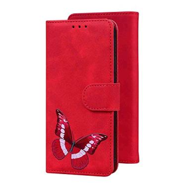 Imagem de SHOYAO Capa para celular carteira Folio Case para LG K41S, Capa fina de couro PU premium para LG K41S, Suporte de visualização horizontal, Combinação perfeita, Vermelha