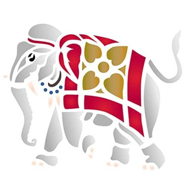 Imagem de Stencil de Acetato para Pintura OPA Simples 10 x 10 cm - 158 Elefante Estilizado