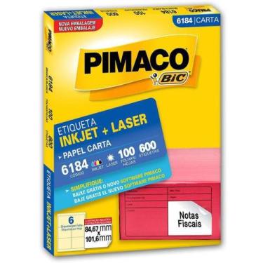 Imagem de Etiqueta Inkjet/Laser Carta 6184 - Com 100 Folhas - Pimaco
