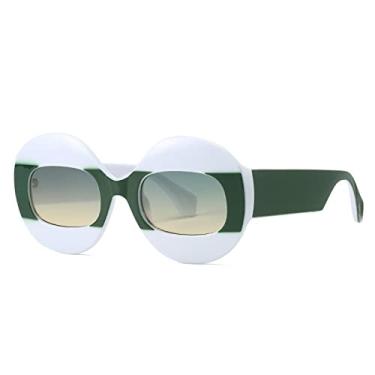 Imagem de Moda moldura redonda peça branca guarda-sol combinando cor individual óculos de sol óculos de sol, C6, tamanho único
