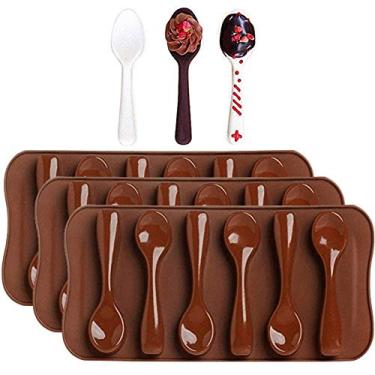 Imagem de Pacote com 3 moldes de chocolate para colher – MoldFun para pequenos fornos molde de silicone seguro de colher para doces de menta, goma, decoração de topo de bolo, assadeiras, cubo de gelo, gelatina, picolé, giz de cera