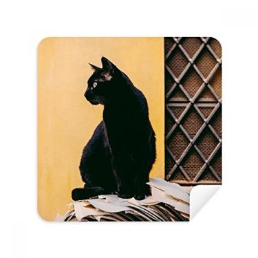 Imagem de Animal Cool Black Cat Photograph Glasses Pano Limpador de Tela Tecido Camurça Pacote com 2