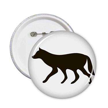 Imagem de Broche de retrato de animal de lobo preto emblema de botão decoração acessório 5 peças