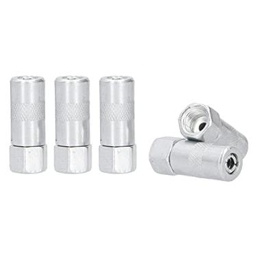 Imagem de Acoplador de espingarda de graxa prateado,bocal plano para espingarda de reativação durável resistente ao desgaste de 5 mordidas firmes, uso com espingarda de graxa manual para rolamentos em várias p