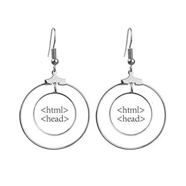 Imagem de Brincos HTML de declaração do programa programador com argola pendurada, joia circular