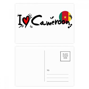 Imagem de Conjunto de cartões postais I Love Cameroon com a palavra Love Heart Illustration, Cartão de felicitações de aniversário