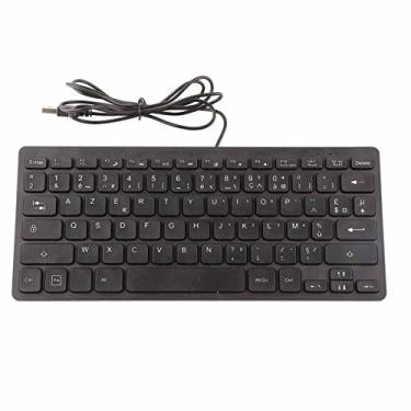 Imagem de MUNEFE Teclado, teclado com fio ultrafino silencioso de 78 teclas, interface USB, teclado de idioma pequeno para modelo universal (francês)