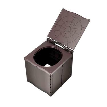 Imagem de JUSHZ Sanita de campismo portátil para adultos sacos sanitários portáteis balde para casa interior idosos cabeceira dobrável portátil exterior suprimentos de emergência para carros viagens (marrom, 31