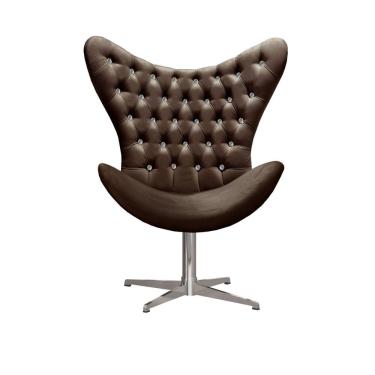 Imagem de Poltrona Alice Strass Egg Capitonê Cadeira Giratória Recepção, Escritório Marrom 260