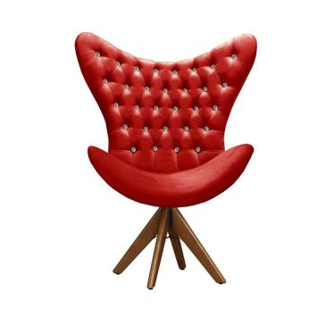 Imagem de Poltrona Alice Egg Strass Cadeira Capitonê Giratória Recepção, Escritório Vermelho 100