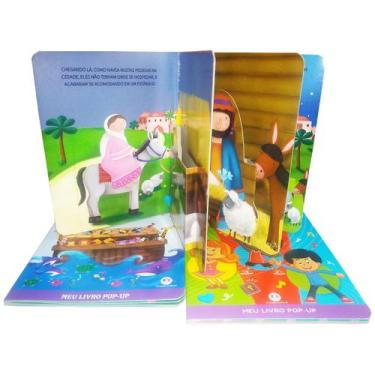 Imagem de Biblioteca Infantil 3 Livros Religioso Pop-up Noé Jesus Deus - Ciranda
