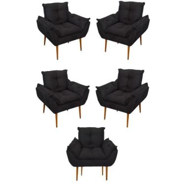 Imagem de Kit 05 Poltrona Opala Sofá Sala, Quarto, Escritório Suede - B BALAQUI 