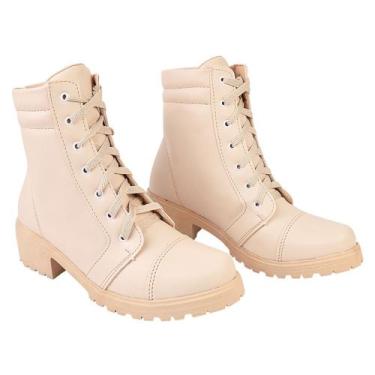 Imagem de Coturno Feminino Tratorado Confortável Cano Médio Salto Grosso Baixo P