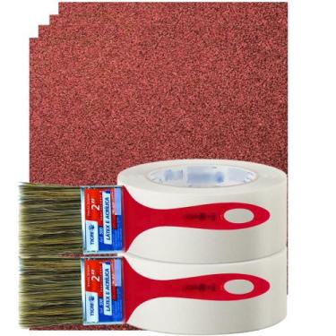 Imagem de Kit 8 Pintura 2 Fita Crepe 50x50 Uso Geral, 2 Pincel Trincha 2" Polega