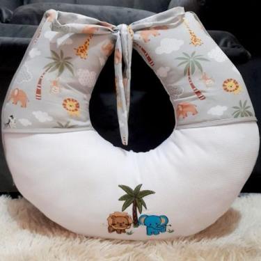 Imagem de Almofada de Amamentação Bebê Conforto Estampada e Bordada 100% Algodão
