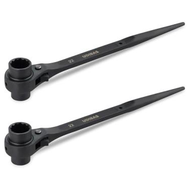 Imagem de Udibas 2 peças 19 mm × 22 mm (ou 3/4" x 7/8"), grau profissional, 12 pontos, soquete de extremidade dupla, catraca, andaime, chave inglesa, preta
