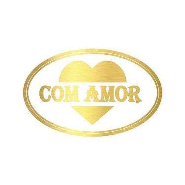 Imagem de Adesivo "Com Amor" - Ref.2028 - Hot Stamping - Dourado - 100 unidades 